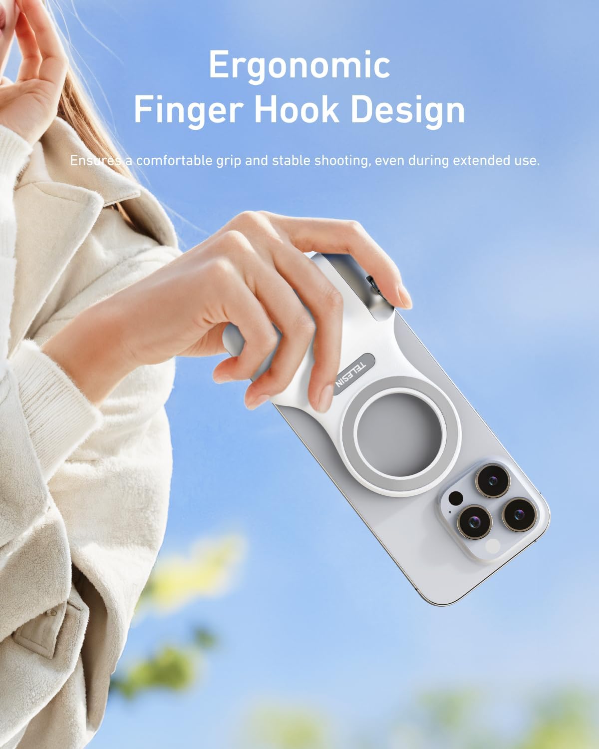 Unleash Your Creativity with the TELESIN Creator Kit: Fun Shot Magnetic Phone Camera Grip & C03 Magnetic Selfie Light for Stunning Selfies and Video Calls