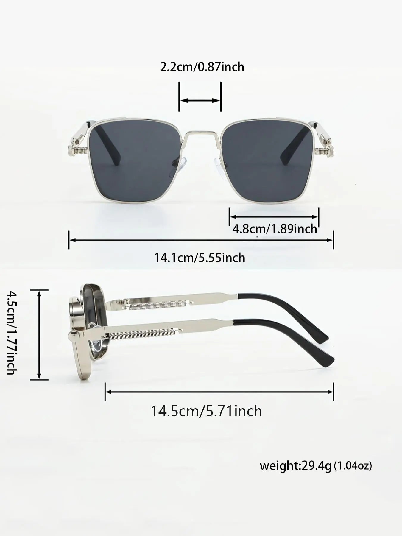 Men'S Retro Steampunk Square Metal Frame Glasses, Spring Hinges Decorative Pieces, Perfect for Events Parties Holidays